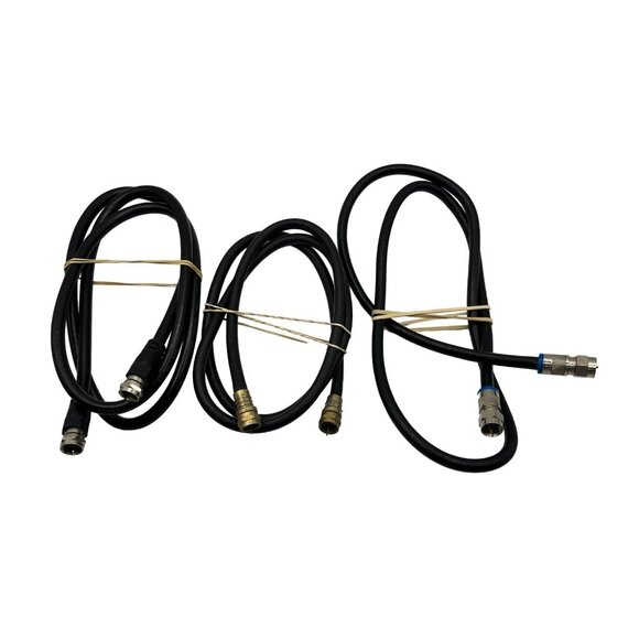 3-Pack Black Coaxial Cables W/ Connectors - Essential For TV Internet & More 48b - Picture 1 of 5